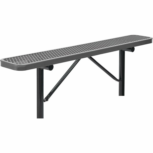 Global Industrial 6ft Outdoor Steel Flat Bench, Expanded Metal, In Ground Mount, Gray 277156IGY